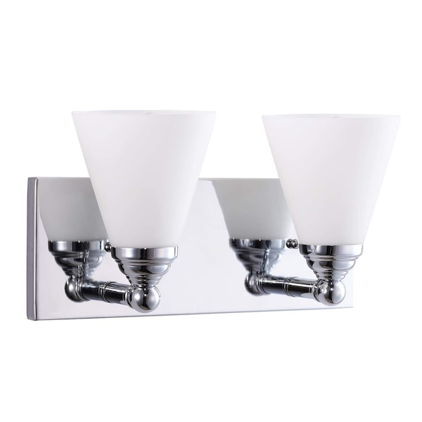 Sunlite Brushed Nickel 2-Light Cone Frosted Shade Vanity Wall Mount Light Fxtr E26 Base A19 Bulb Required 81317-SU - main
